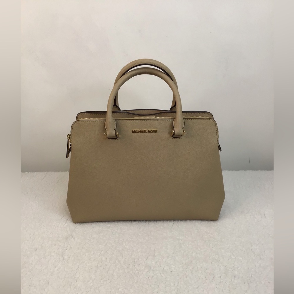 Michael Kors Beige Saffiano Leather Satchel Crossbody